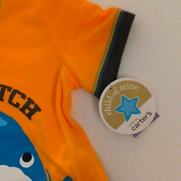 NWT☆Child Of Mine☆By CARTER'S 12M Orange Shark 2pc Pajamas Set - Picture 5 of 8